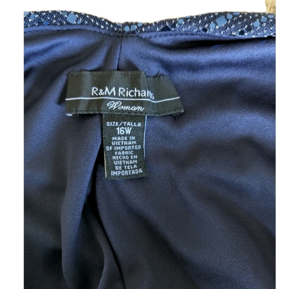 R&M Richards Shimmer Sleeveless Maxi Dress Navy Women's 16W - Picture 9 of 9